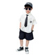 G.DUCKKIDS小黄鸭男童套装夏季学院风儿童西装演出服男孩白衬衫黑裤子两件套 白色衬衫+黑色裤子+领带 130 建议7~8岁【120-130cm】cm