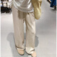 
Cotton-made cotton and linen wide-leg pants for women for summer thin ice silk lazy style casual pants high waist loose slim straight walk pants white [regular style] high quality L 100-115Jin [Jin equals 0.5 kg]