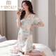 Modal nuevo camisón para mujeres Summer Seda Seda de seda de manga corta Pajama delgado Summer Imitation Silk Summer Vestido Té de té de té M9926 [Almohadilla de manga corta/sin pecho] M 160