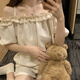 
Shantoulin Village summer pure cotton suspender pajamas for women 2024 new sexy pure and sexy style one-shoulder short-sleeved girl suit home clothes 12346 pocket kitten M