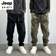 
JEEP SPIRIT pants for men's summer new straight-leg casual pants khaki versatile men's harem pants solid color micro-cone work pants light green thin* style M 110-138Jin[Jin equals 0.5 kg]