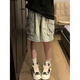 Opeodly American Vibe große gewaschene große Taschenarbeit in der Hauptstraße gerade losen Denim-Shorts 6189 Old Blue S [vorgeschlagen 80-95 Jin [Jin entspricht 0,5 kg]]]