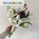郁金香马蹄莲手捧花领证假花仿真花摄影拍照道具婚礼韩式新娘花束 HD-郁金香+粉玫瑰