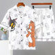 Mu Fengqing pajamas men's summer short-sleeved cartoon teenager junior high school student cardigan home clothes plus fat plus size men's pajamas 6624 short-sleeved suit M standard (high 165100Jin [Jin equals 0.5 kg])