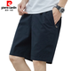 Pierre Cardin Herren Sommer dünne reine Baumwolle mit mittlerer Hose große losen lässige dunkelblaue Trend 5-minute zusätzliche Fünf-Punkte-Hosen Neue Produkt-Shorts 9224 Dunkelgrau M Empfohlen 90-120jin [Jin entspricht 0,5 kg]