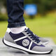Paul Camel Chaussures pour hommes printemps et été 2025 Nouveaux chaussures de panneau de cuir respirant et anti-odor Chaussures en cuir Forrest Gump Running Sports Chaussures tendance aw9902 Modèle de tissu bleu 38 taille unique petite taille petite