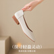 ZHR thick heel boat shoes for women, shallow mouth simple women's shoes for summer commuting single shoes for women AH677 beige 40