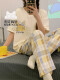 带胸垫睡衣女款棉质短袖长裤2025年新款卡通女士可外穿家居服套装 QGL9207 M