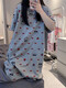 Ran Yilan's same Korean ins cute cartoon Katie cat short-sleeved nightgown for women's summer loose casual pajamas home clothes #tfn-r855 with chest pad removable M 160() Recommended weight 75-100Jin [Jin equals 0.5 kg]