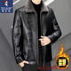 Woodpecker (Tucano) 2025 Lederjacke Herren- und Winterleder-Lederjacke kurzer Stil mittlerer und älterer Winter sowie Velvet Dicked Vaters Winterkleidung Schwarz unterliegt dem tatsächlichen Artikel, den 2xl 185/100a empfohlen hat 140-155jin [Jin gleich 0,5 kg]
