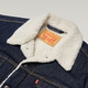 Levi's 25th autumn and winter new men's loose casual thick coat imitation sherpa denim jacket dark blue XS