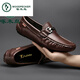 Pecker Chaussures masculines 2025 Printemps et été Nouveaux haricots pour les jeunes Chaussures en cuir britannique à la tendance britannique pour les hommes Breatte et polyvalent trou d'été noir 9901 38 pieds de longueur 24cm