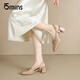 
15MINS sandals women's new summer elegant high heels one-button bag-toe single shoes D1302AQ5 apricot color 37