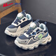 Warrior boys' cotton shoes, winter style, medium and large children's velvet casual shoes, children's sports shoes WZ-C067L blue rice/grey 35