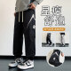QLTQZQ春秋季长裤子男孩初高中学生休闲运动阔腿宽松青少男装直筒 K9855浅灰 M 80-100斤左右