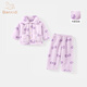 班喜迪女童睡衣秋冬装2025新款女宝宝加绒套装儿童冬款珊瑚绒家居服童装 紫色 90