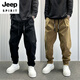 
JEEP SPIRIT pants for men's summer new straight-leg casual pants khaki versatile men's harem pants solid color micro-cone work pants light green thin* style M 110-138Jin[Jin equals 0.5 kg]