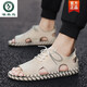 Woodpecker Roman Sandals Summer Extra Large Black New Breathable Lazy Driving Casual Shoes Soft Sole Driving Men's Shoes 9926 Beige 38