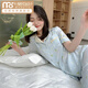 Modal summer new ice silk cool pajamas for women thin short-sleeved trousers ins Korean version of Bluebell Flower Sweet Home Clothing High Quality-YFY9905 [Short-sleeved trousers] M [Suggested 80-100Jin [Jin equals 0.5 kg]]