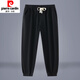 Pier Cardan linen pants men's summer thin cotton linen pants Chinese style large size men's pants tying feet harem pants loose casual trousers khaki L