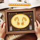 Bonaling Baby Full Moon Memorial Hands and Footprints Baby Hands and Footprints Photo Frame Newborn Hundred Days Fetal Hair Souvenir Years Eve Gift Baby Hands and Footprints [8-inch Walnut Color Frame] Horizontal Version