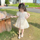 纷资言女童连衣裙2025新款宝宝旗袍夏季公主裙中式国风礼服夏装裙子 ZX6629米杏色 90