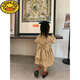 G.Duckkids Mädchenwindbreaker 2024 Frühling neuer Kinder modische mittlere Jacke mit mittlerer Länge Baby Korean Style Bow Top Khaki Spot 90 (Referenzalter 2-3 Jahre alt) (Kleiderlabel 90)