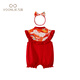 Fanlie baby clothes, summer clothes, newborn girl, national style jumpsuit, full moon, 100 days, one year old dress, summer, red 59cm