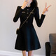 Tangshi 2025 autumn round neck long-sleeved dress, ladylike style, elegant, slim, versatile, ladylike, gentle and trendy