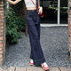 New loose and versatile flare pants for women, tall early spring jeans trousers, high waist slimming floor pants, Denning Blue Nine-point 9887# Regular L