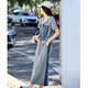 Shangjing Casual Cost for Women the Summer New Women's Denim Splicing Hooded Sweat-Sweat à manches à manches pantalons larges en deux pièces pour femmes