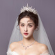 YIBIY新娘结婚头饰皇冠项链耳环三件套新款礼服头纱配饰大气王冠发饰女 银色皇冠【简装】