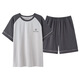HUALIN FASHION2025夏季条纹睡衣男士青少短袖棉质家居服大码 HDE-9928 175 L