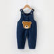 G.DUCKKIDS baby denim overalls autumn and winter plus velvet cute little bear jumpsuit for boys and girls without falling off the shoulders trendy baby cotton pants blue 90