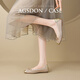 
Agsdon single shoes for women in autumn new style Chinese style retro bow beans shoes shallow mouth flat sole scoop shoes P543019 gold 38