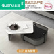 Table à thé de dalle de roche Quanyou Homeou Modern Simple salon Table de thé ménage petit rotatif rock rock rock table de thé armoire télévisée 14070 Fish Belly White Rotary Tea Table 100 Real Rock Slab