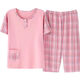 Pajama madre de mediana edad para mujeres en verano algodón puro pantalones cortados de manga corta más grasa más ropa de gran tamaño para el hogar Traje de mediana edad y ancianos T3937 2XL (135-155Jin [Jin equivale a 0.5 kg])