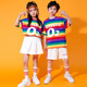 10,000 people collected the Children’s Day Performance Clothes Overalls Set Kindergarten Graduation Photos Elementary School Cheerleaders Rainbow T+White Overalls+Socks 90 90