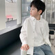 Children's clothing boys' contrasting line shirts 2025 new children's shirts spring and autumn styles for medium and large children long-sleeved trendy autumn tops green 130