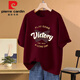 Pierre Cardin Heavy Gewicht 100 reines Baumwoll-Kurzärärmel-T-Shirt für Frauen 2025 Neuer Sommer lässig vielseitig, loser großer Größe, halbärmelige Top-Trendy 1049# Marine Blau [100% reines Baumwoll] diesjährige Flow S [Empfohlen 80-100jin [Jin Equals Equalle 0,5 kg]]]