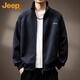 JEEP Jeep sweatshirt men's jacket spring and autumn heavy casual cardigan trendy sports clothes men's dark gray XL