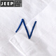 JEEP SPIRIT男士亚麻翻领短袖t恤宽松衬衫领上衣服有带领T棉麻料体恤麻布夏装 yunyi-9711蓝色 M