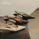 
73Hours women's shoes Susie 2025 autumn new product pointed toe thin heel solid color fashion sandals