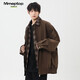 MMOPTOP American fake two-piece plaid spliced lapel jacket autumn and winter men's windproof jacket MJK22 coffee L