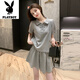 
Playboy (PLAYBOY) casual fashion suit for women in summer 2025 new internet celebrity small age-reducing shorts shorts sportswear two-piece set gray [two-piece set]-flagship model M [recommended 100 Jin [Jin equals 0.5 kg]]