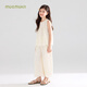 Mucmukn [Sommer der Inselstadt] Tians lockeless ärmelloses Weste Hemd am Meer Urlaub Wide Legs Mädchen Sommerhemd M52xc3881a Beige 120