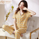 Modal 2025 New Pyjamas Frauen Sommer reines Baumwoll kurzärmelige Hose Sommerplaid dünner Baumwoll-Kleidungsstück Set 9923 3xl geeignet für 150-170jin [Jin entspricht 0,5 kg]