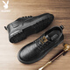 Playboy (PLAYBOY) leather shoes for men 2025 autumn and winter formal shoes business casual shoes workplace lace-up wedding leather shoes and boots black 41
