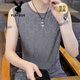 Playboy (Playboy) 2025 Sommer New Herren Ice Seide Jacquard Weste plus Fett Plus Size Schnelltrocknend markless ärmelloses T-Shirt [Single Top] Q6629 Khaki 3xl 170-190jin [Jin gleich 0,5 kg]