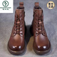 Spechtschuhe echtes Leder 2024 Herbst und Winter Neue Nicht-Schlupf-Frauenstiefel schlanke Martin-Stiefel weiche Sohle Lederschuhe plus Samt verdickte kurze Stiefel Schwarze Samt 35